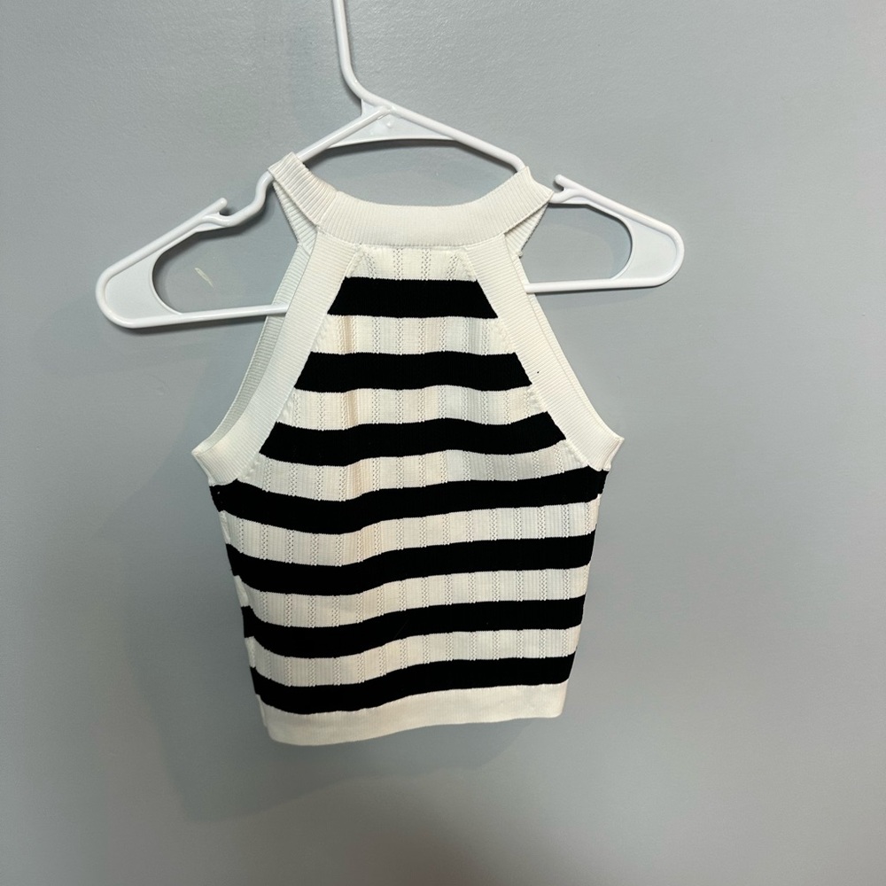 Striped Black and White Halter Top